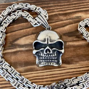 Bone Crusher Skull - Hollow Back Pendant - Necklace (251)