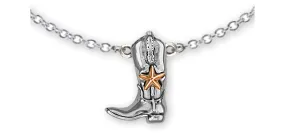 Boot Jewelry Sterling Silver Handmade Western Texas Boot Necklace  1005-NK