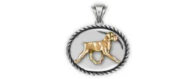 Boxer Jewelry Silver And 14k Gold Handmade Boxer Dog Pendant  BX11-TNVP