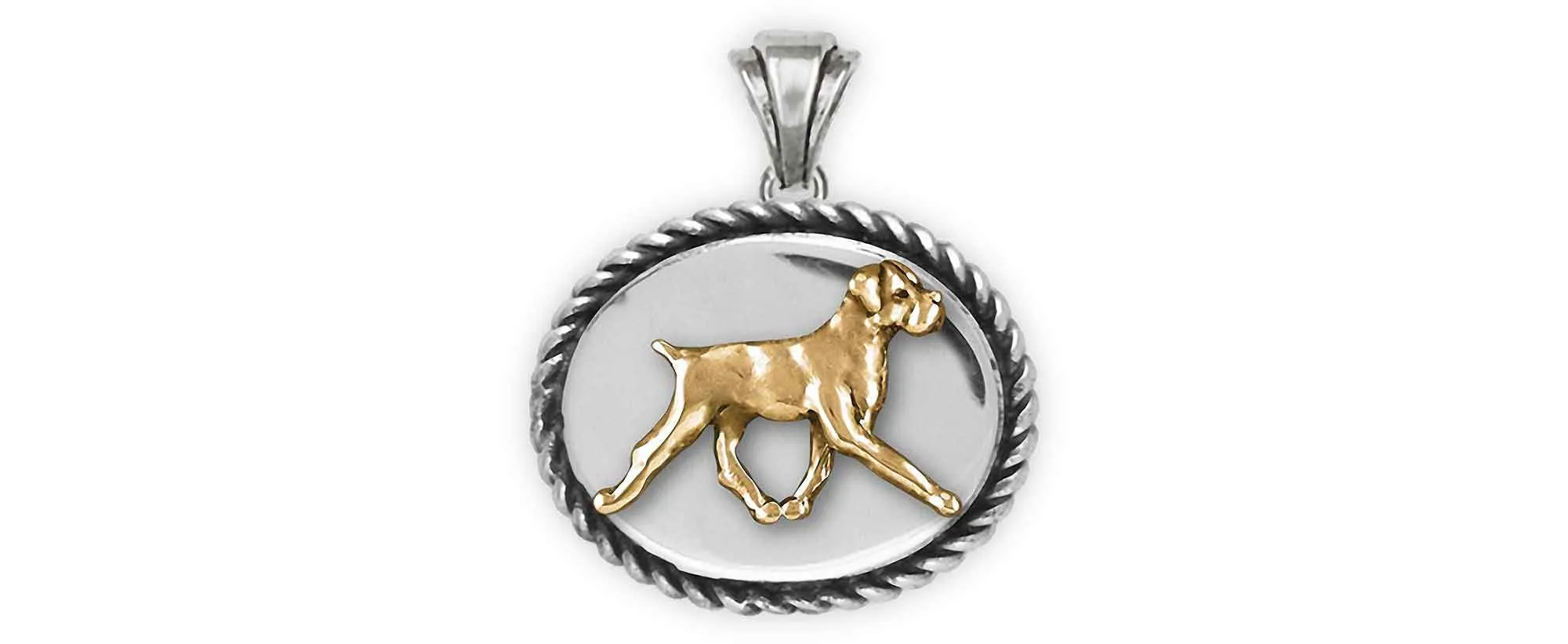 Boxer Jewelry Silver And 14k Gold Handmade Boxer Dog Pendant  BX11-TNVP