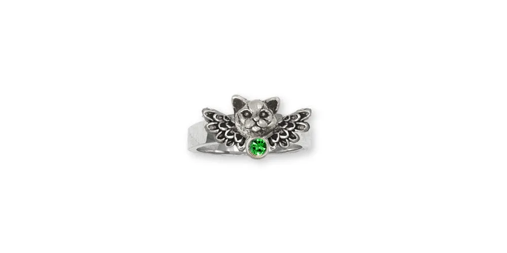 British Shorthair Angel Ring Jewelry Sterling Silver Handmade Cat Ring BRS6-ASR