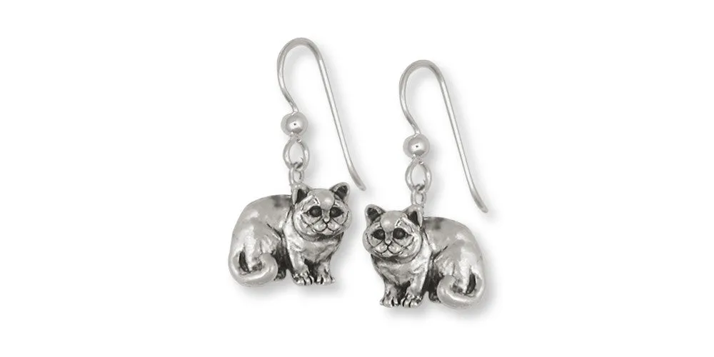 British Shorthair Earrings Jewelry Sterling Silver Handmade Cat Earrings BRS5-E