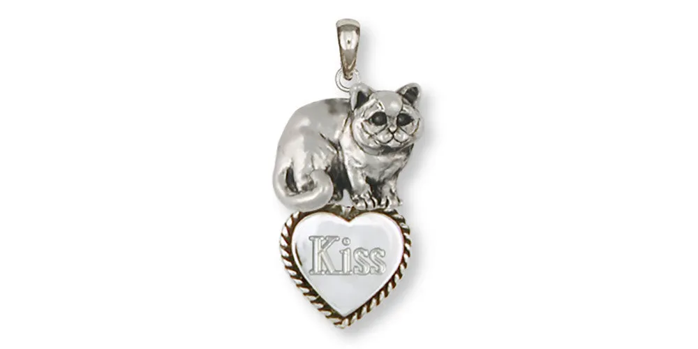 British Shorthair Pendant Jewelry Sterling Silver Handmade Cat Pendant BRS5-TP