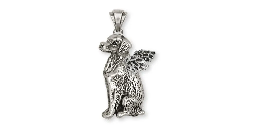 Brittany Angel Dog Pendant Handmade Sterling Silver Dog Jewelry BR2-AP