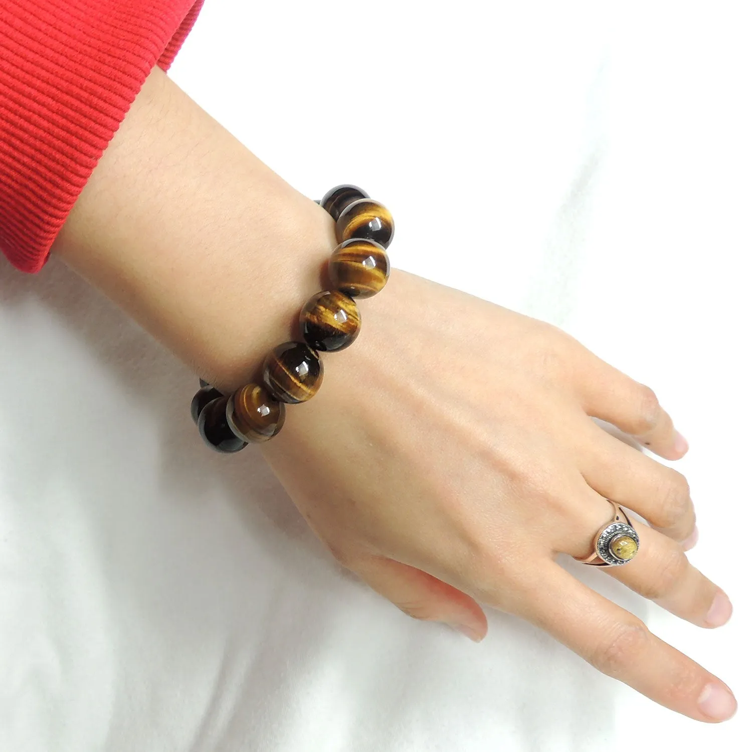 Brown Tiger's Eye Beaded Bracelet Adjustable Style | Fashion Healing Stone Jewelry for Men Women | High Quality from South Africa