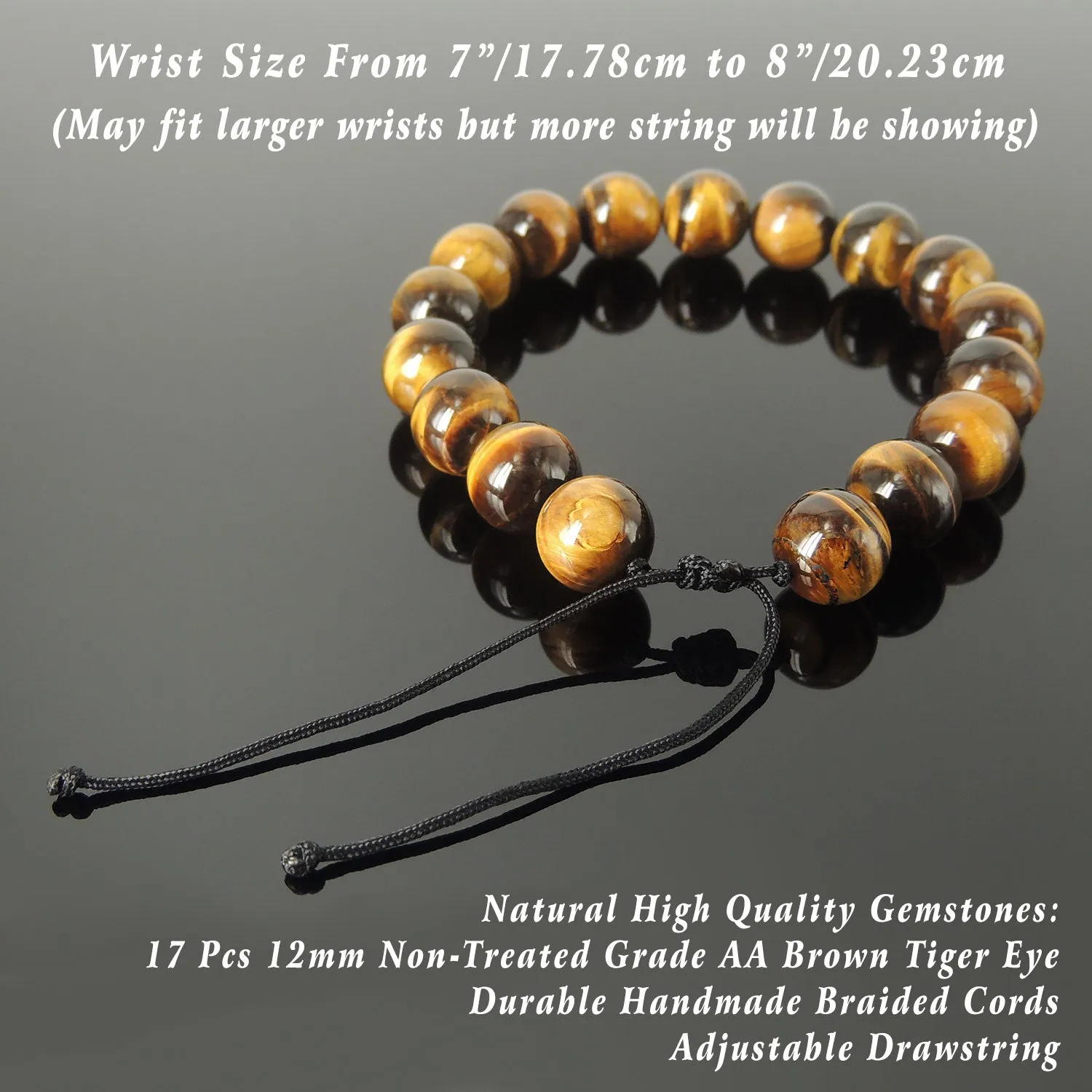 Brown Tiger's Eye Beaded Bracelet Adjustable Style | Fashion Healing Stone Jewelry for Men Women | High Quality from South Africa