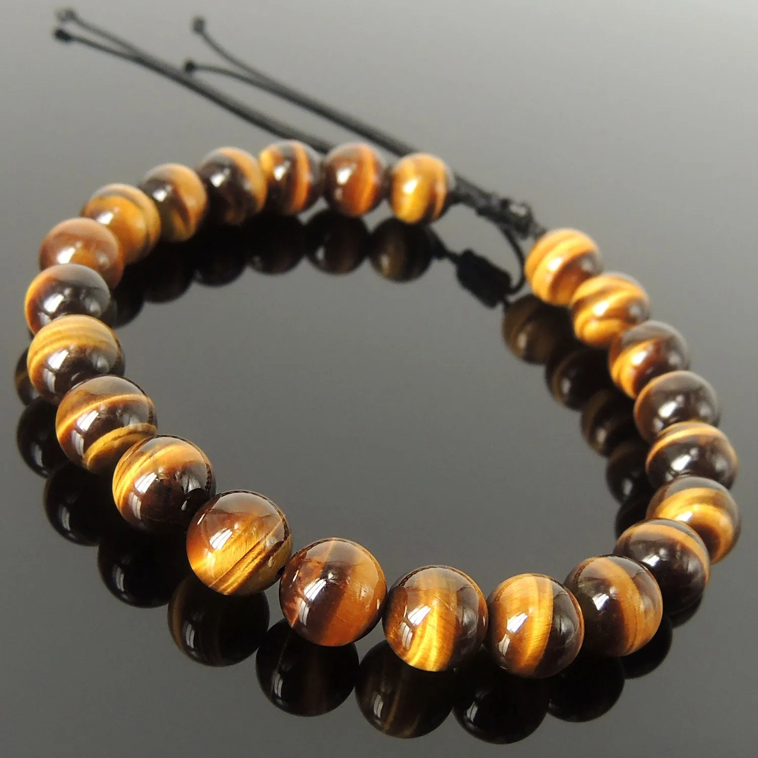 Brown Tiger's Eye Beaded Bracelet Adjustable Style | Fashion Healing Stone Jewelry for Men Women | High Quality from South Africa