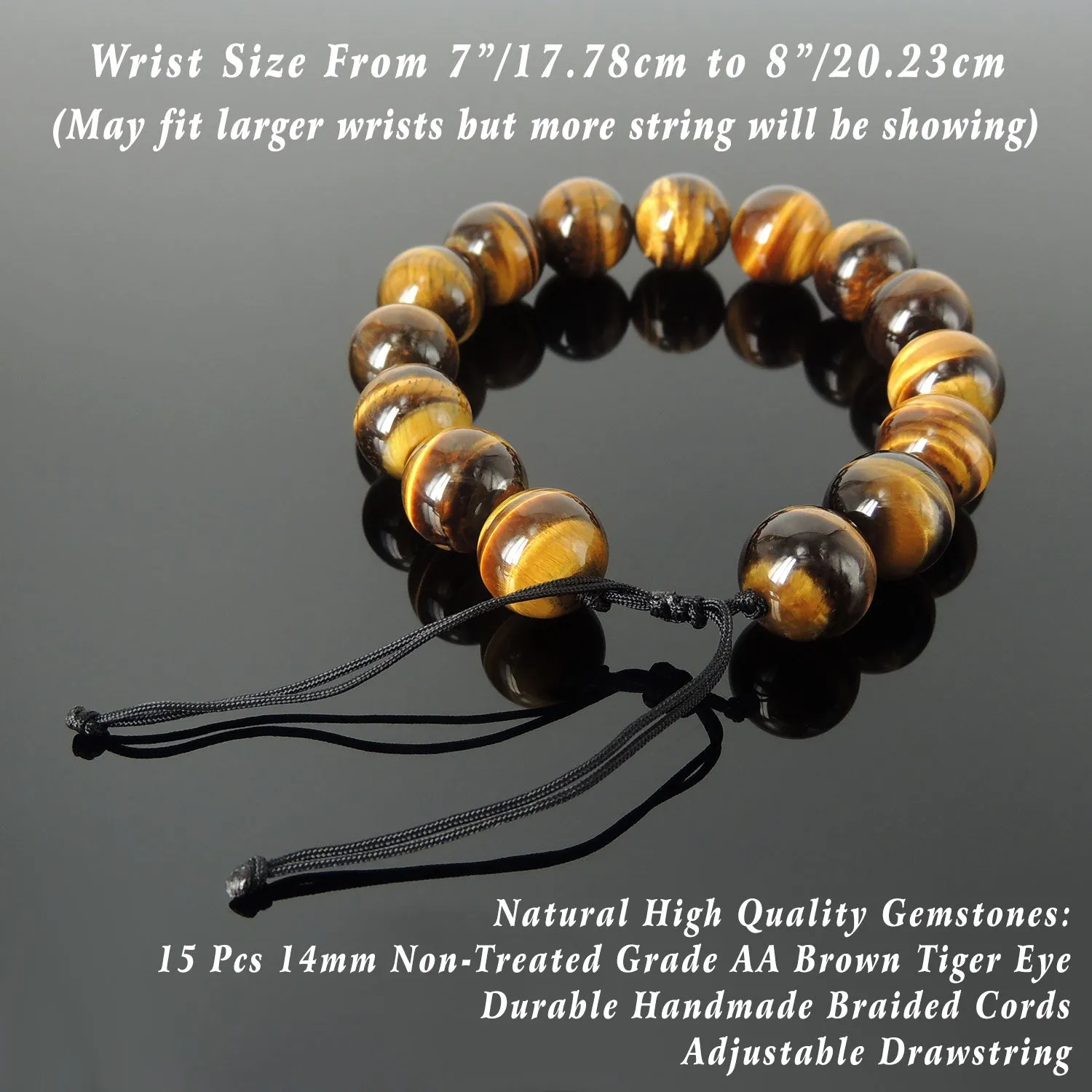 Brown Tiger's Eye Beaded Bracelet Adjustable Style | Fashion Healing Stone Jewelry for Men Women | High Quality from South Africa