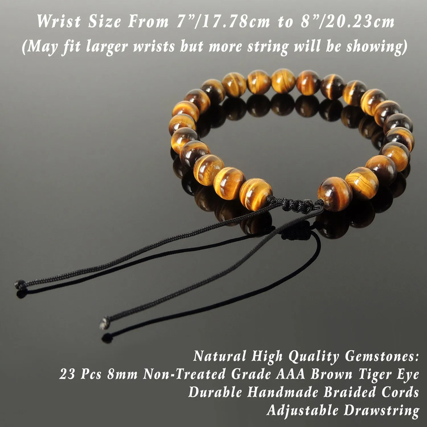 Brown Tiger's Eye Beaded Bracelet Adjustable Style | Fashion Healing Stone Jewelry for Men Women | High Quality from South Africa