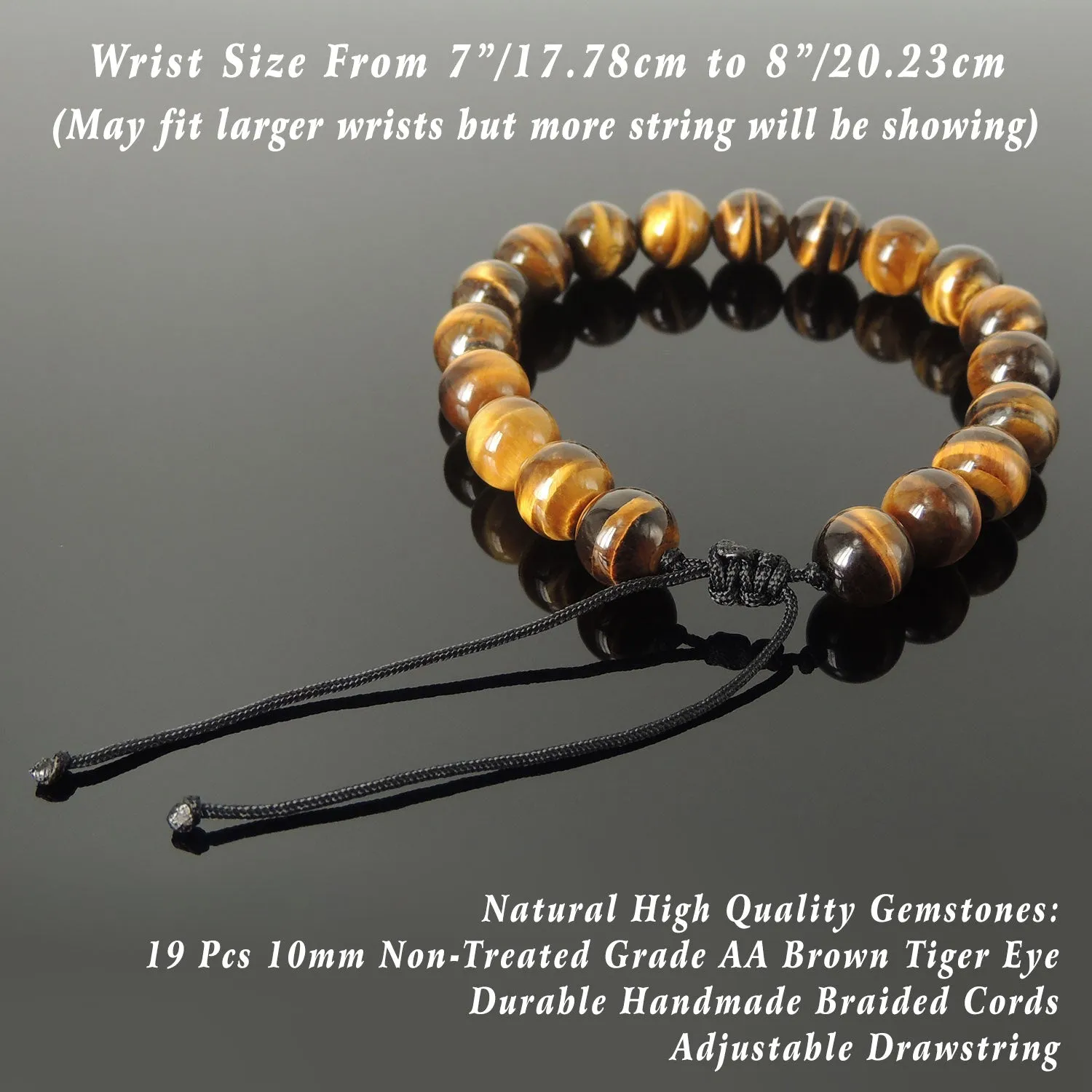 Brown Tiger's Eye Beaded Bracelet Adjustable Style | Fashion Healing Stone Jewelry for Men Women | High Quality from South Africa