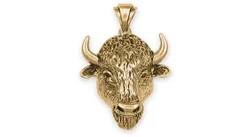 Buffalo Pendant Jewelry 14k Gold Handmade Bison Pendant BUF1X-PG