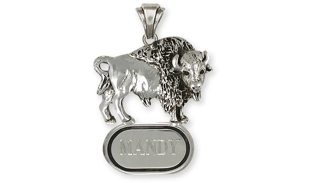 Buffalo Pendant Jewelry Sterling Silver Handmade Bison Pendant BUF6-DP