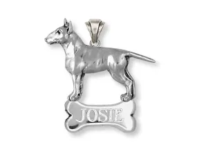 Bull Terrier Personalized Pendant Handmade Sterling Silver Dog Jewelry BU11-NP