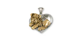 Bulldog Angel Pendant Jewelry Gold Vermeil Handmade Dog Pendant BD40-APVM