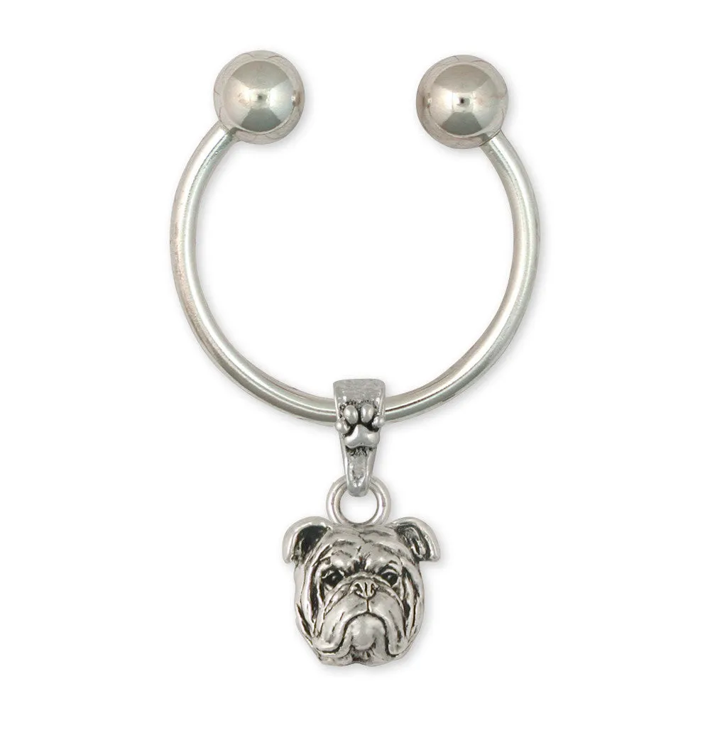 Bulldog Key Ring Jewelry Sterling Silver Handmade Dog Key Ring BD18-KR