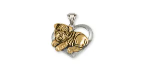 Bulldog Pendant Jewelry Gold Vermeil Handmade Dog Pendant BD40-PVM