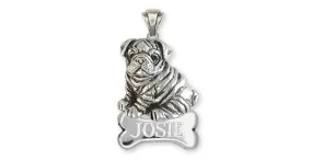 Bulldog Pendant Jewelry Sterling Silver Handmade Dog Pendant BD23-NP