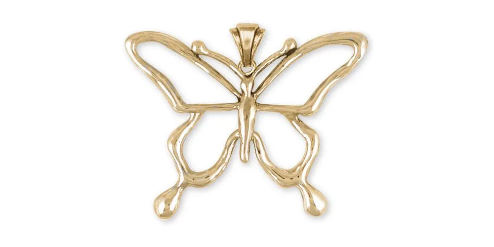 Butterfly Pendant Jewelry 14k Gold Handmade Butterfly Pendant BY4-PG