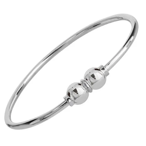 Cape Cod Double Silver Ball Bangle Bracelet