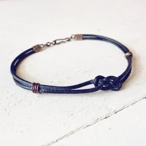 carrick bend // simple black leather knot friendship bracelet