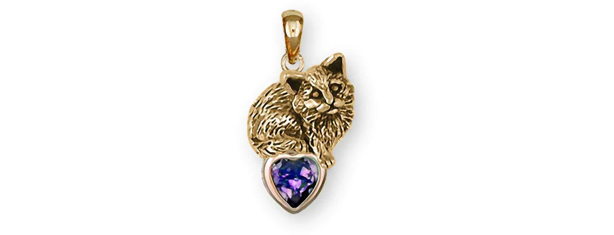 Cat Jewelry 14k Gold Handmade Cat Pendant  MN4-SPG