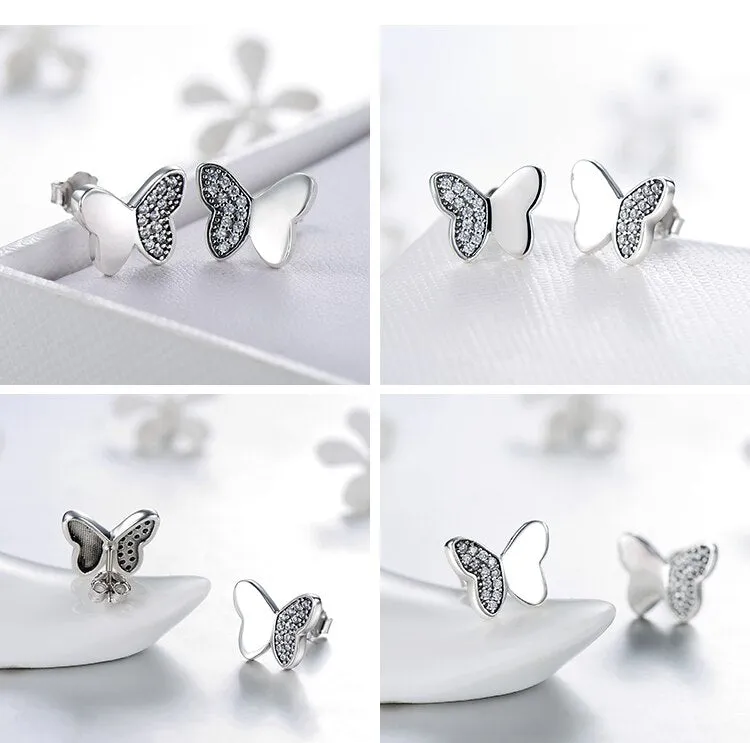 Classic Butterfly Cubic Zirconia 925 Sterling Silver Necklace, Earrings & Ring Vintage Jewelry Set