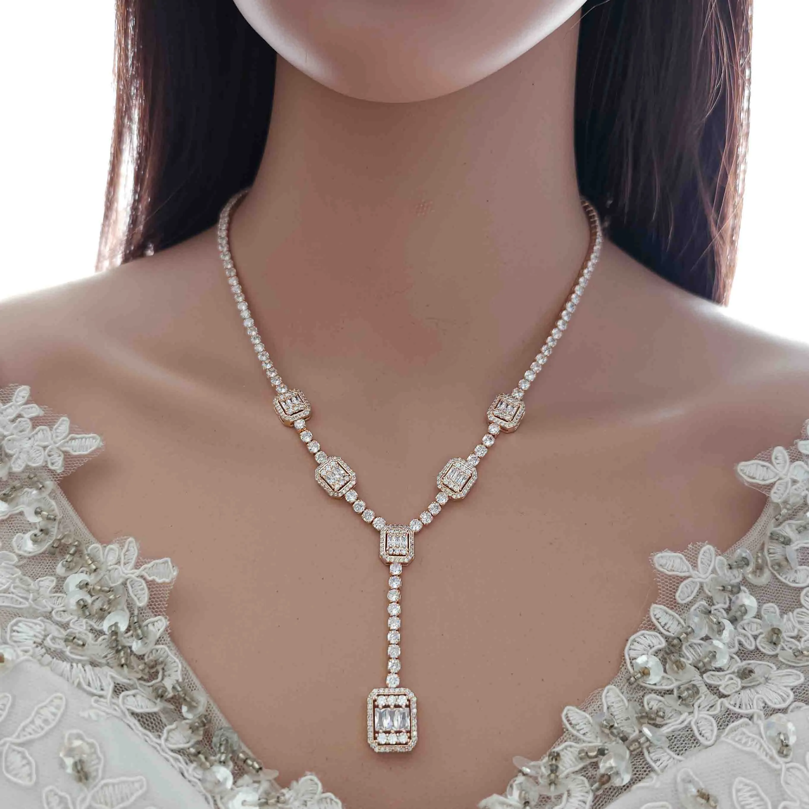 Classic Necklace Set with Earrings for Wedding-Edith