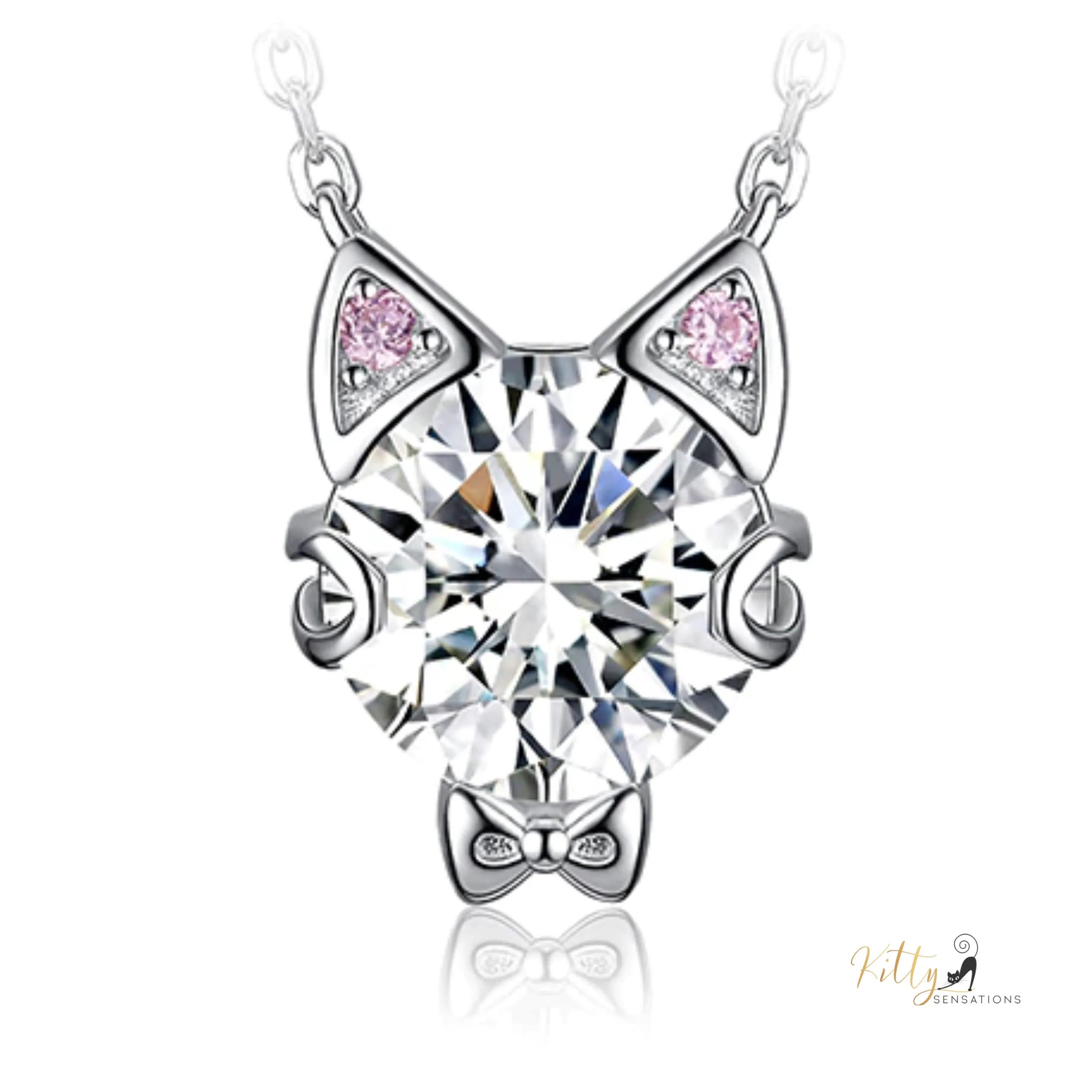 Classy Sparkling CZ Kitty 3-Piece Jewelry Set (Fine Jewelry) in Solid 925 Sterling Silver