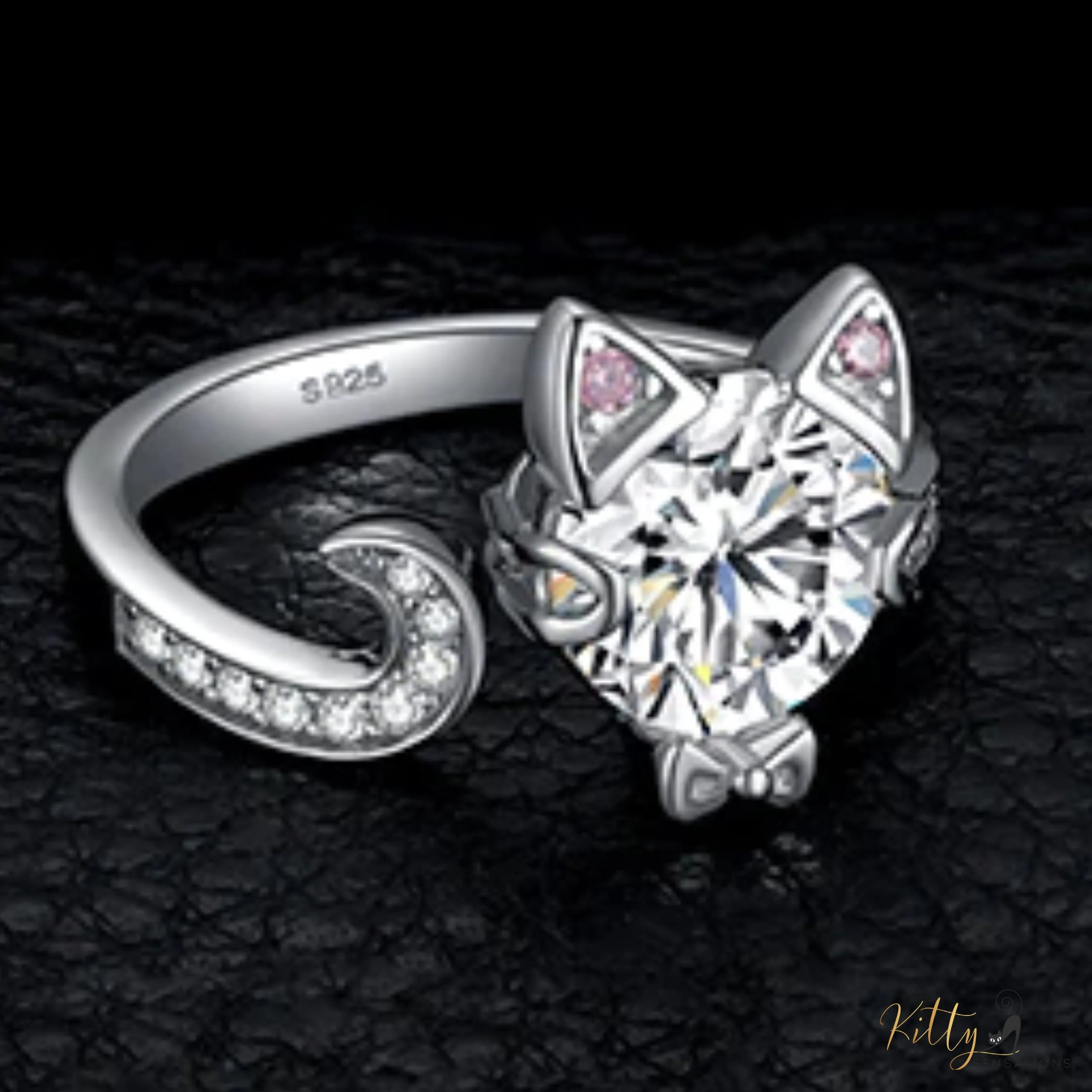 Classy Sparkling CZ Kitty 3-Piece Jewelry Set (Fine Jewelry) in Solid 925 Sterling Silver