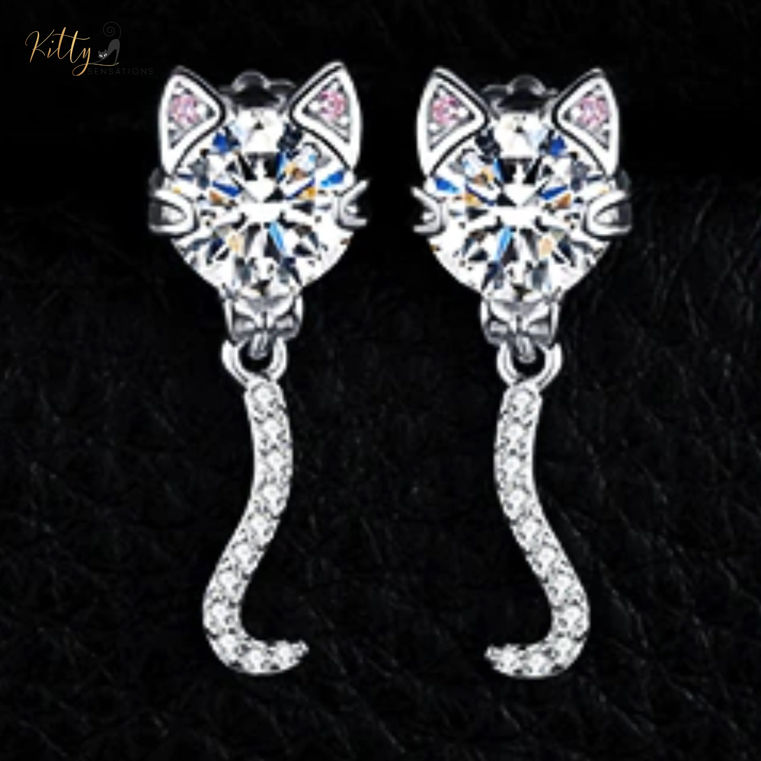 Classy Sparkling CZ Kitty 3-Piece Jewelry Set (Fine Jewelry) in Solid 925 Sterling Silver