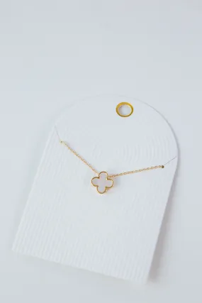 Clover Mop Pendant Necklace, Gold/Cream