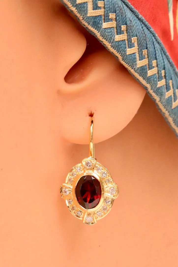 Covent Garden 14 Gold, Diamond and Garnet Earrings