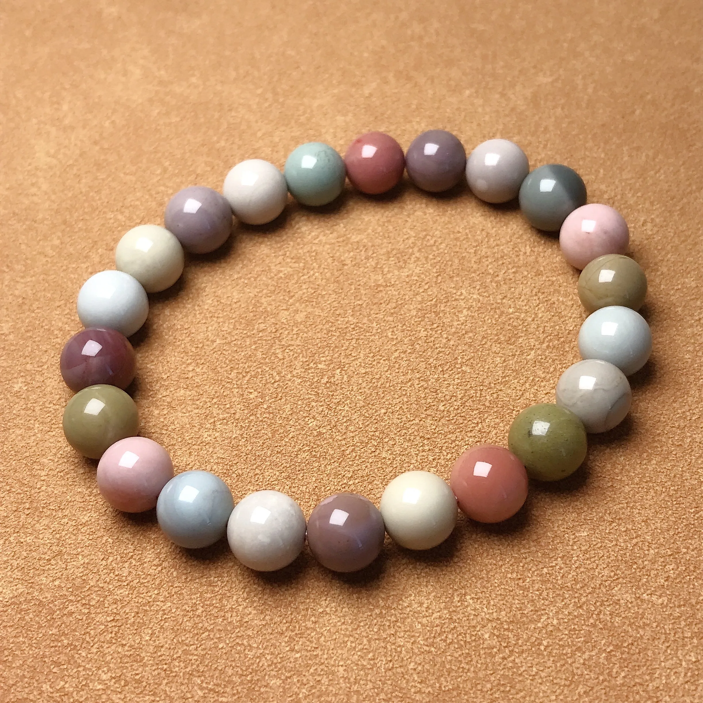 Creamy Macaron Color 8.6mm Alashan Agate Beaded Bracelet High-quality Healing Stone from Mongolia