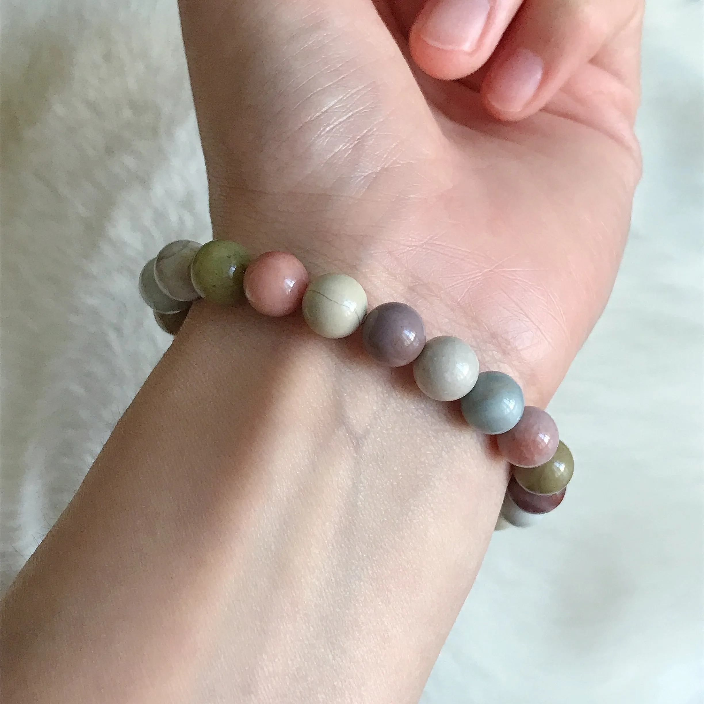 Creamy Macaron Color 8.6mm Alashan Agate Beaded Bracelet High-quality Healing Stone from Mongolia