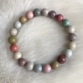 Creamy Macaron Color 8.6mm Alashan Agate Beaded Bracelet High-quality Healing Stone from Mongolia