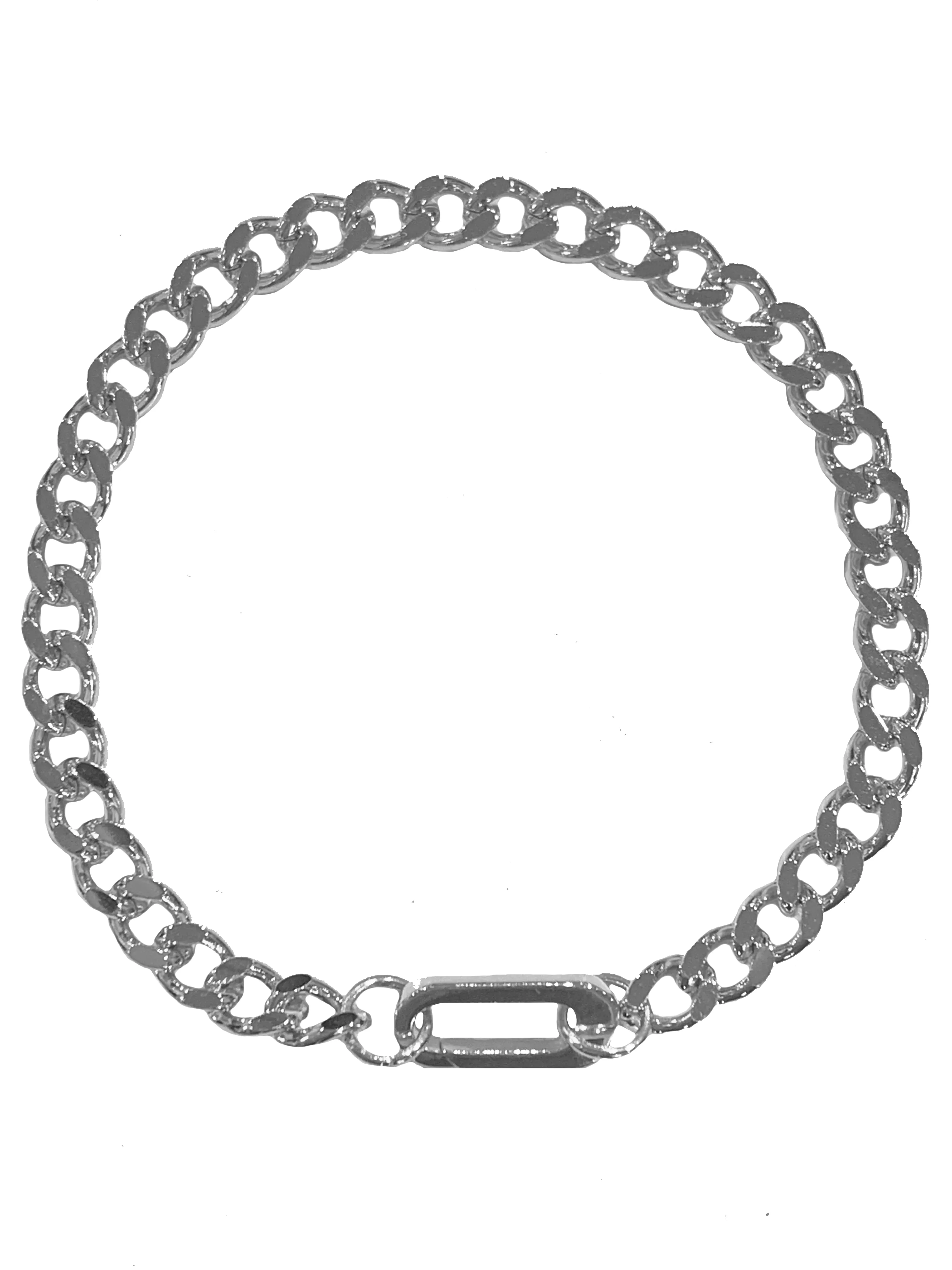 Curb Link Carabiner Anklet - Silver