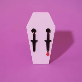 Dagger earrings with drop of blood