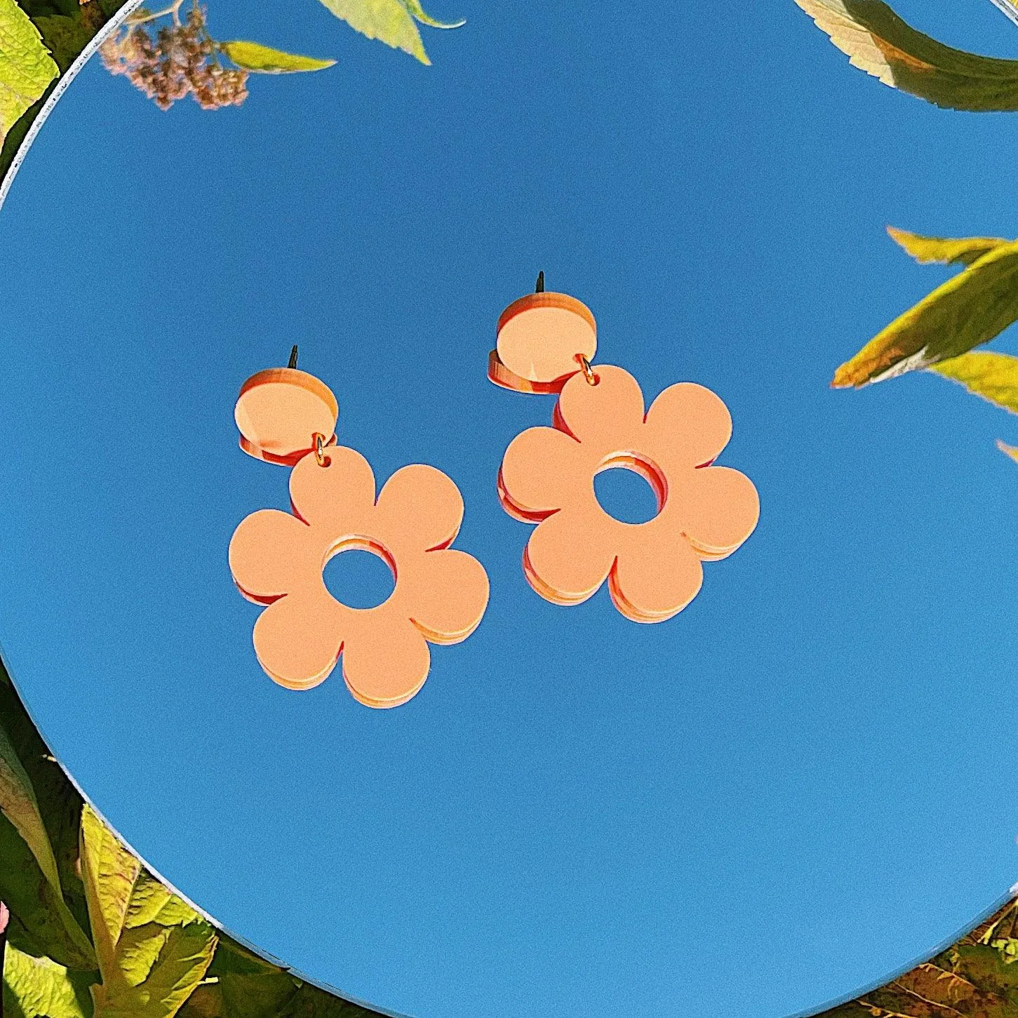 Daisy Earrings - Pastel Orange Acrylic Dangle Earrings