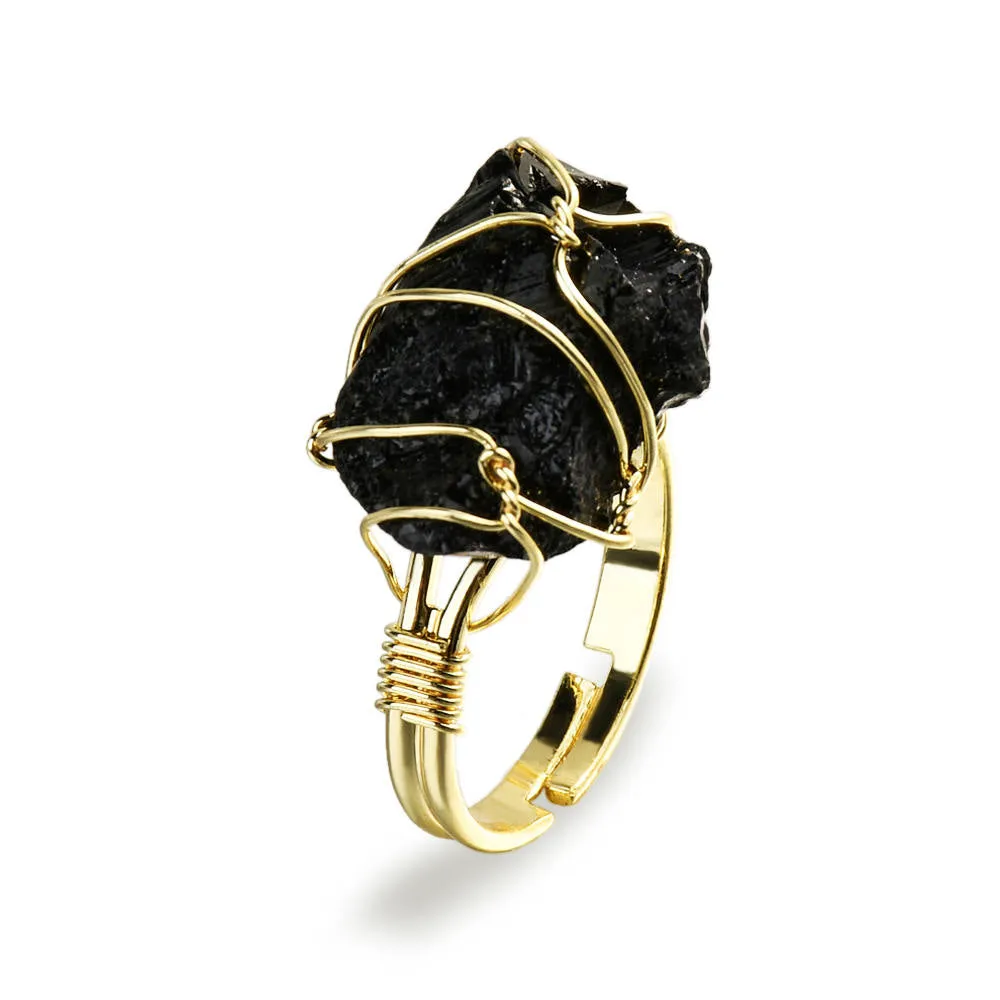 Dennie Gold Wire Wrapped Raw Gemstone Ring