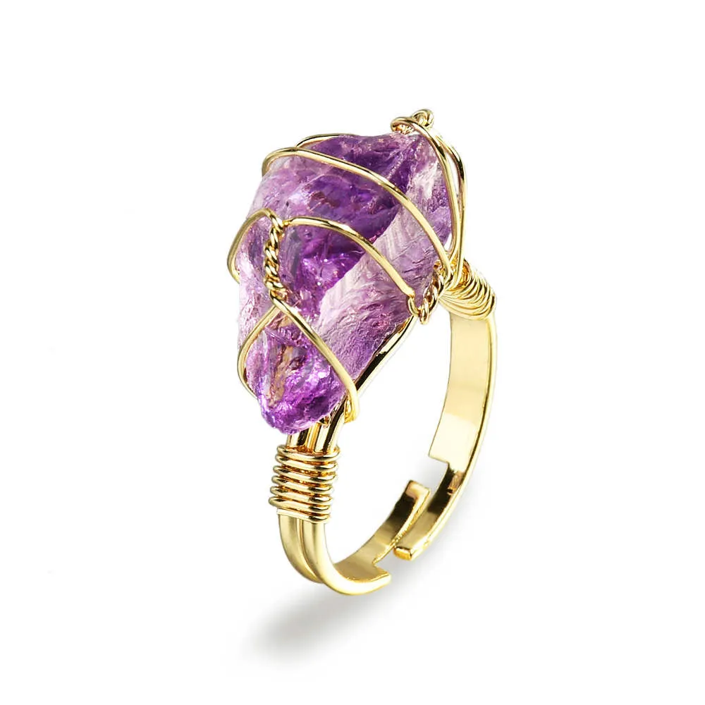 Dennie Gold Wire Wrapped Raw Gemstone Ring