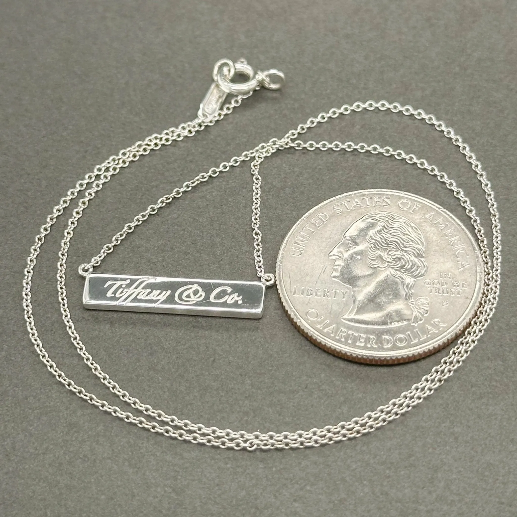 Estate Tiffany & Co. SS Notes Bar Pendant Necklace