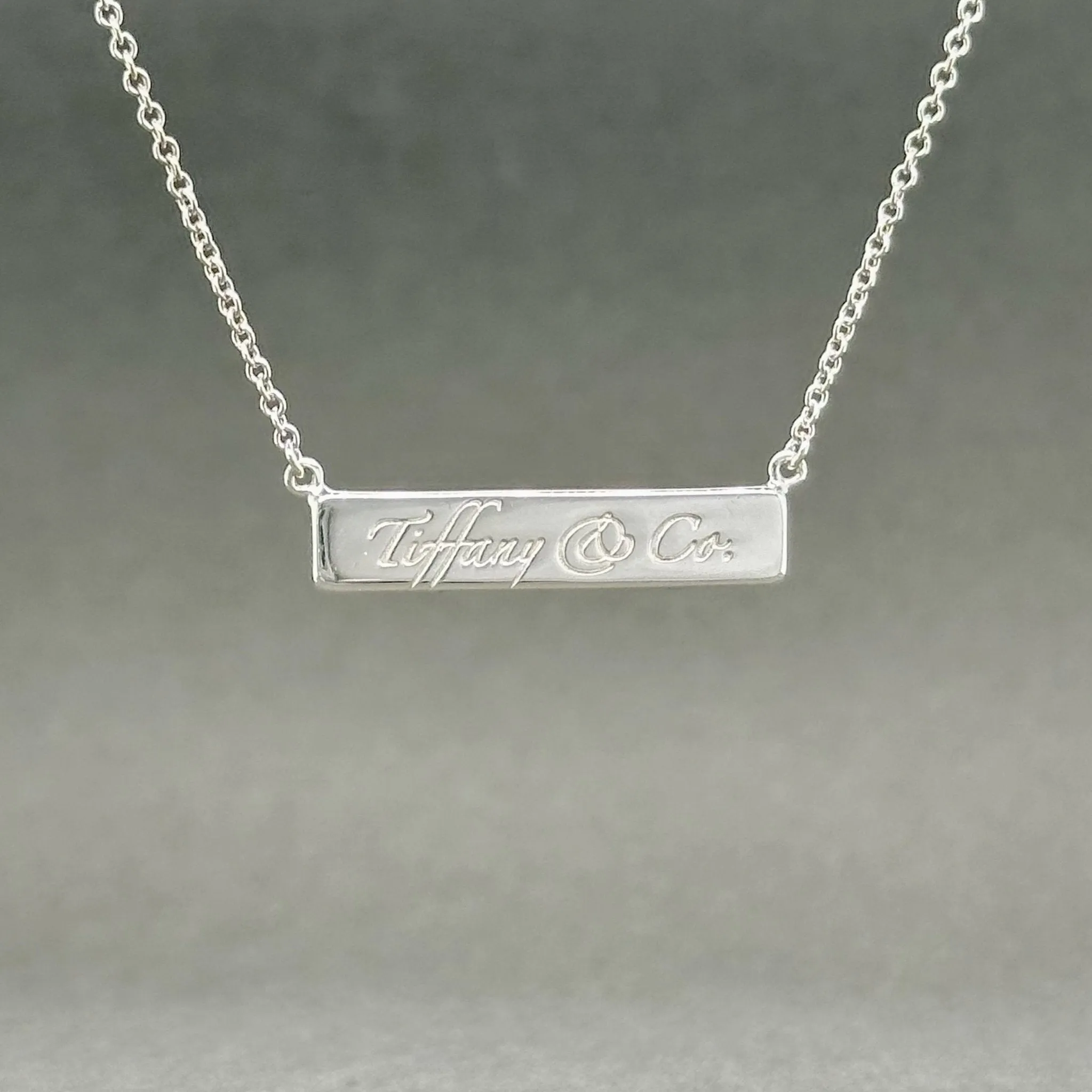 Estate Tiffany & Co. SS Notes Bar Pendant Necklace