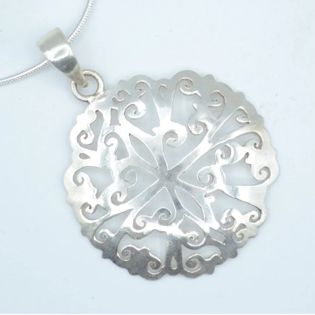 Fretwork Silver Necklace