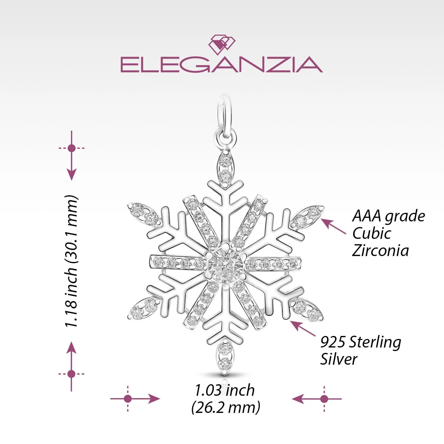 Frozen Winter CZ Snowflake Sterling Silver Pendant