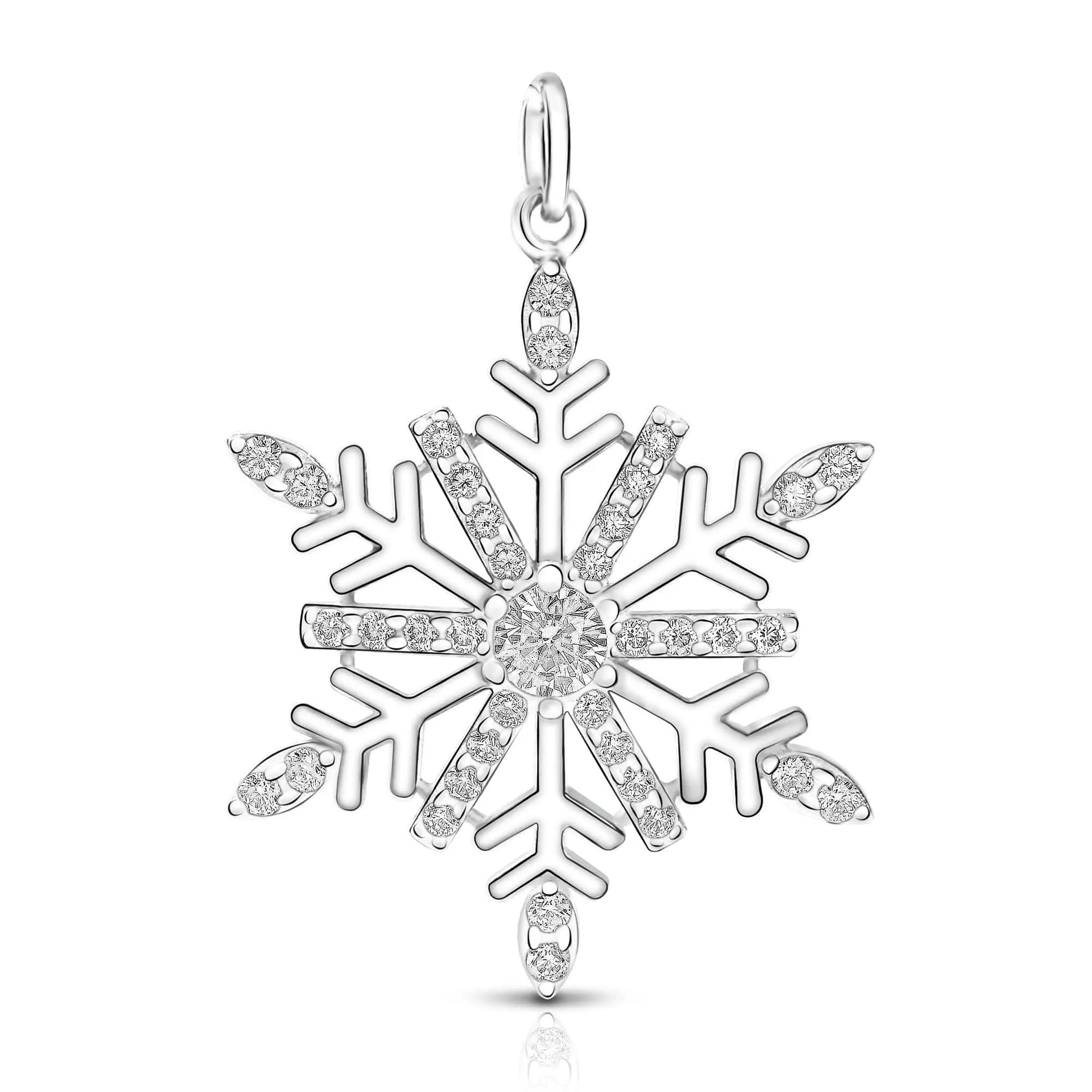 Frozen Winter CZ Snowflake Sterling Silver Pendant