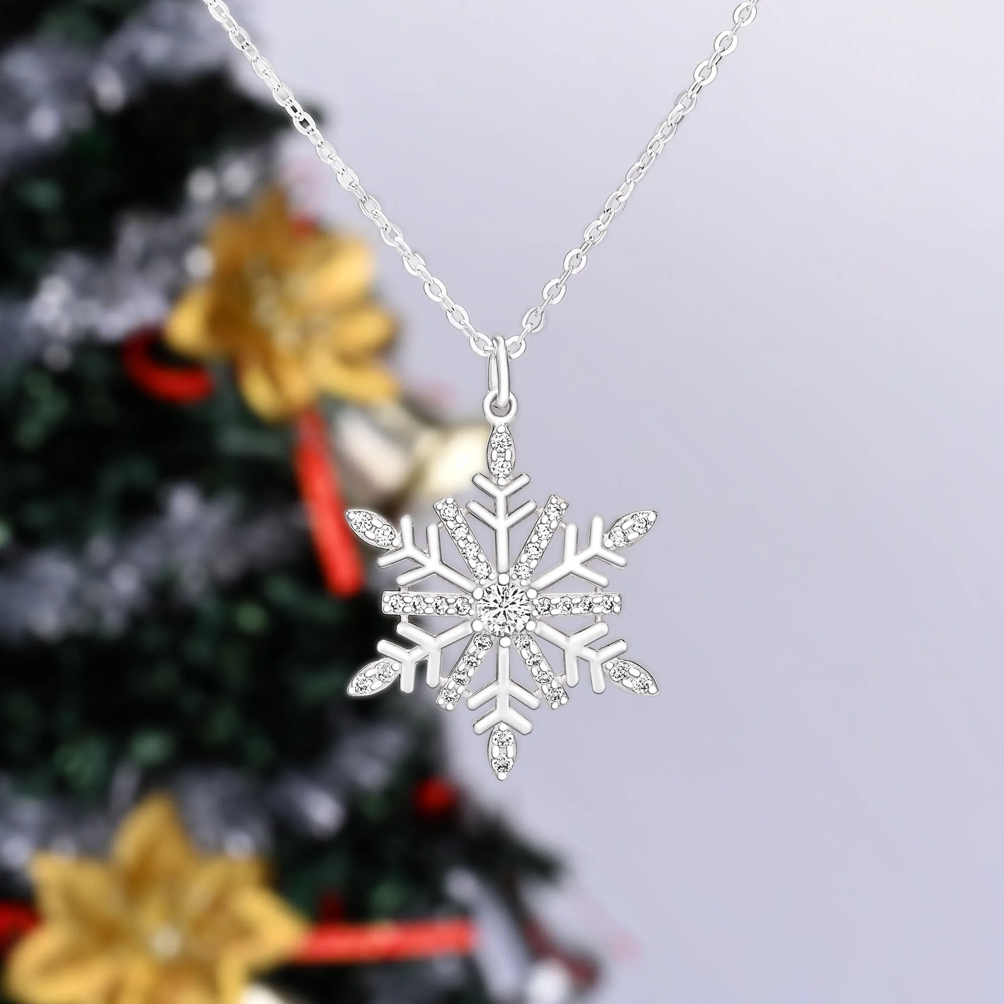 Frozen Winter CZ Snowflake Sterling Silver Pendant