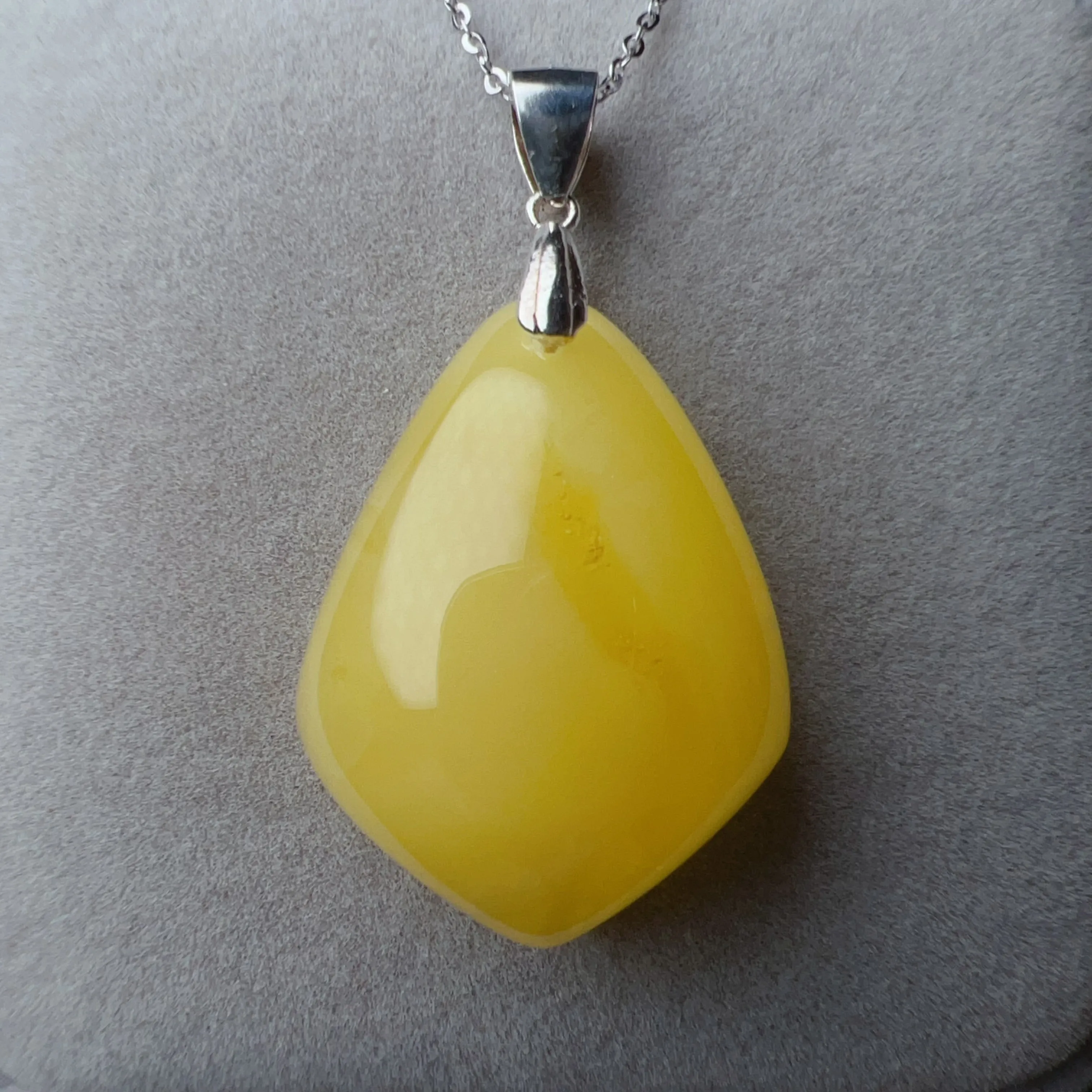 Genuine Amber Pendant with 925 Steling Silver Necklace | One of A Kind Handmade Jewelry