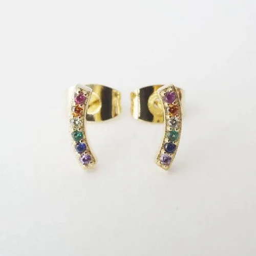 Gold Rainbow Crystal Arc Earring