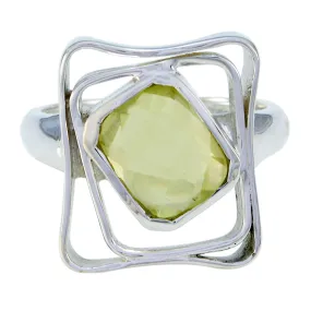 Goods Gemstone Lemon Quartz 925 Sterling Silver Rings Turkish Jewelry