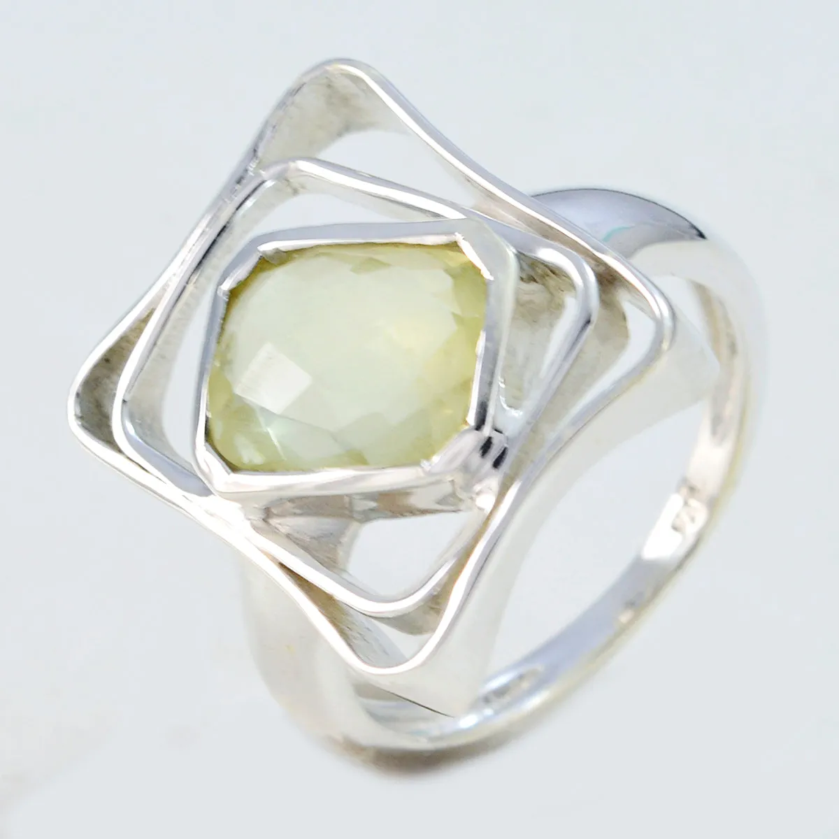 Goods Gemstone Lemon Quartz 925 Sterling Silver Rings Turkish Jewelry